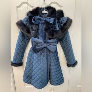 Meriche, Made in Spain Blue quilted coat with removable hood